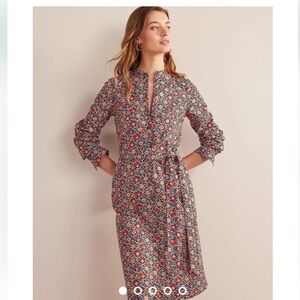 Boden collarless long sleeve midi cotton shirt dress Size 14L